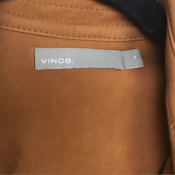 Vince Tan Suede Leather Belted Trench Coat Medium - Picture 12 of 16